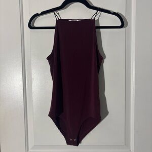 Sleeveless Maroon Bodysuit with Thin Straps